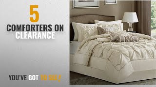Top 10 Comforters On Clearance [2018]: 7 Piece Comforter Set Queen Size Ivory Luxury Modern Bedding