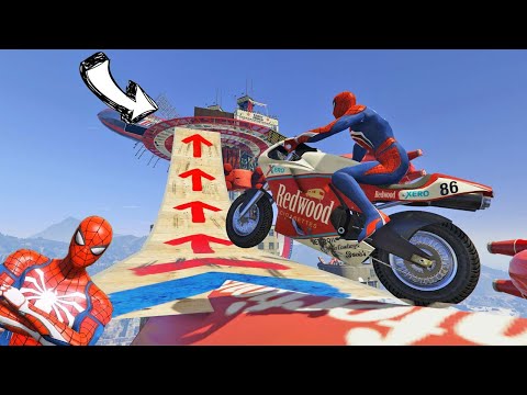 MOTOS com HOMEM ARANHA e HERÓIS! Parkour de MOTOS pelos Prédios - IR GAMES