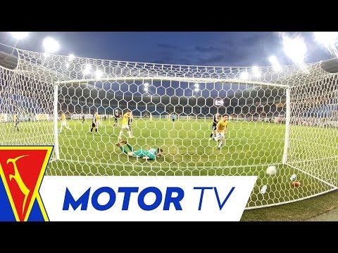 Gole żółto-biało-niebieskich z meczu Motor Lublin - Korona II Kielce 4:4 widziane zza bramki