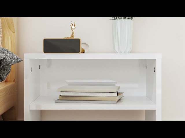 Video teaser per 800075 vidaXL Bedside Cabinet High Gloss White 40x30x30 cm Engineered Wood