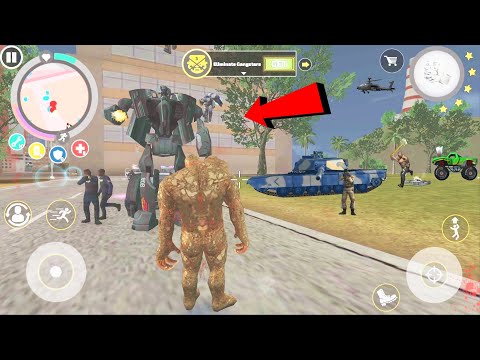 Rope Hero: Vice Town (Mutant Man Fight Black Car Robot) Stone Thorns on Road - Android Gameplay HD