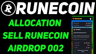 Runecoin Airdrop Allocation | Runecoin Sell Process | Runecoin Airdrop 002 Update | Runecoin Update