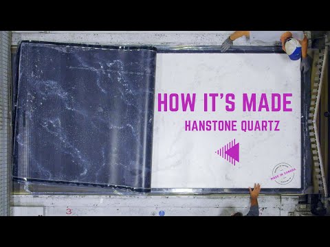 Part of a video titled How It's Made -HanStone Quartz Slabs - YouTube
