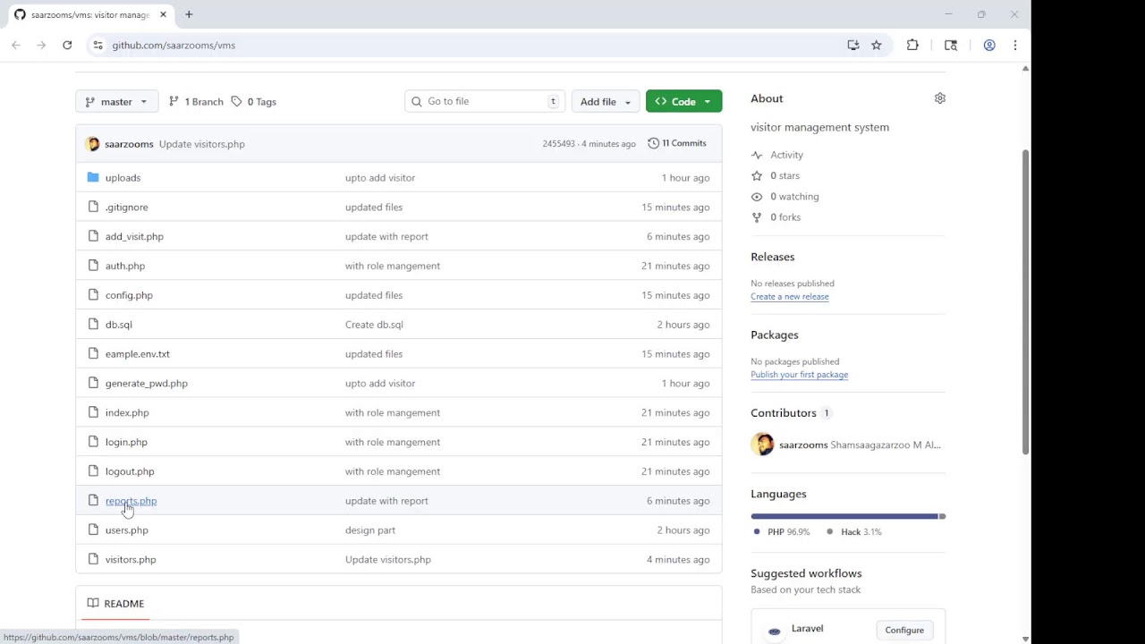 Visitor management system - PHP, PDO, MySQL, Role management