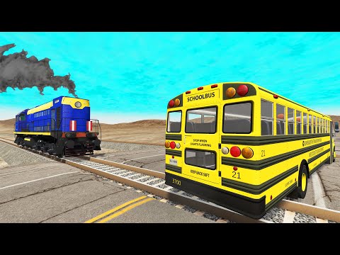 Truck Rescue Bus Cars - Cars vs Double Rails #2 - BeamNG.Drive