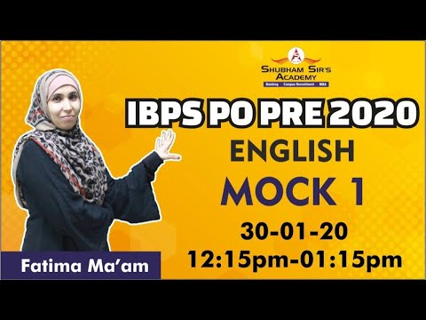 IBPS PO Pre 2020 || MOCK 1 || 30-09-2020