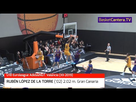 RUBÉN LÓPEZ DE LA TORRE (´02) 2.02 m. Gran Canaria en U18 Euroleague B. AdidasNGT #BasketCantera.TV