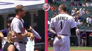 Aaron Barrett and Brandon Barnes have epic STANDOFF before the game
