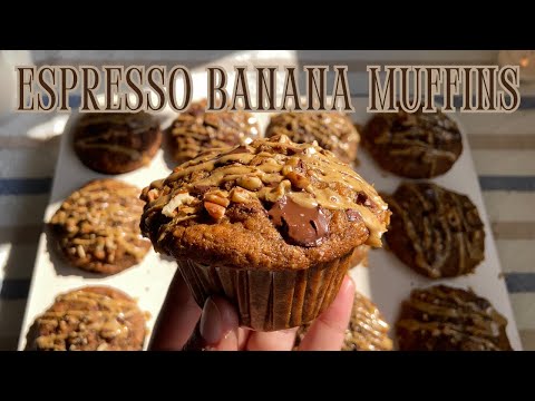 Espresso Banana Chocolate Chip Muffins ♡ Bake With Me