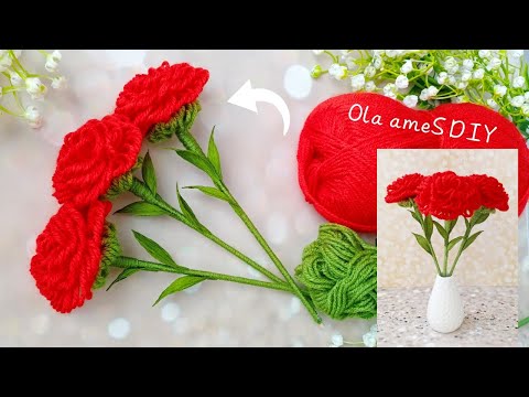 It's so Beautiful 💖🌹 Superb Rose Flower Making Idea with Yarn - You will Love It - DIY Woolen Roses