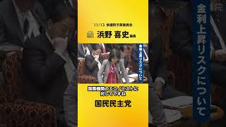 金利上昇リスクは？ #国民民主党 #浜野よしふみ #参議院予算委員会