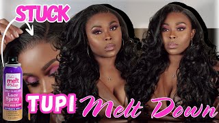 MELTED 😱 Glueless Synthetic Lace Front Wig install Esha Melt N Slay | Janet Collection Tupi