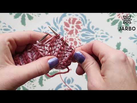 Briochestickning: Rät patentmaska och lyft maska med omslag (PRM + L1Omsl)