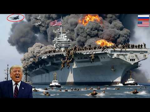 2 hours ago! A US stealth aircraft carrier was brutally destroyed by 9 Russian Yak-141 fighter jets!