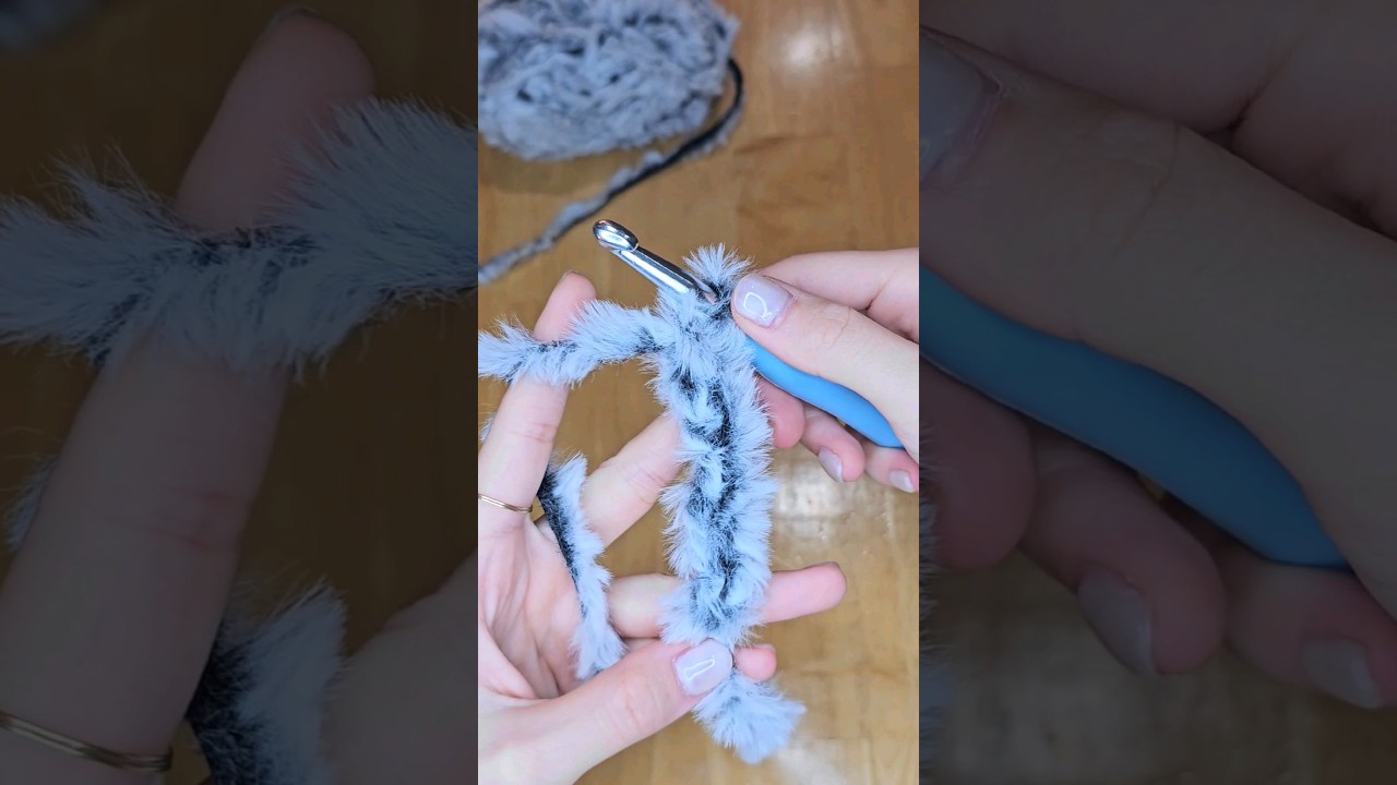 Easy Fur Yarn Crochet Project | tutorial on my page #catearbeanie