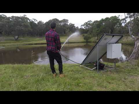 Solar powered mobile pump using Grundfos pump. Suitable for Dams, water tanks and bore holes