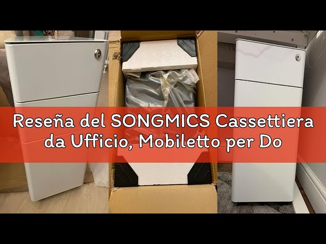 Vídeo relacionado con SONGMICS Cassettiera da Ufficio, Mobiletto per Documenti con Rotelle e Serratura, per Cancelleria e Cartelle Sospese, Bianco OFC030W01