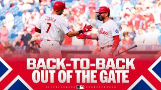 HOT START! ???? Trea Turner and Kyle Schwarber go BACK-TO-BACK for the Phillies in the 1st inning! ????