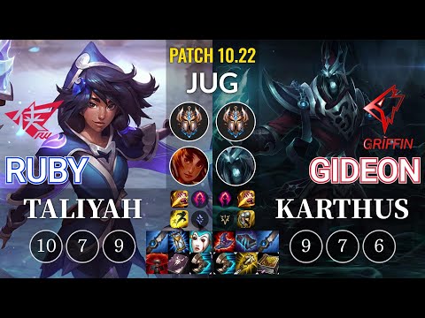 RW Ruby Taliyah vs GRF GIDEON Karthus Jungle - KR Patch 10.22