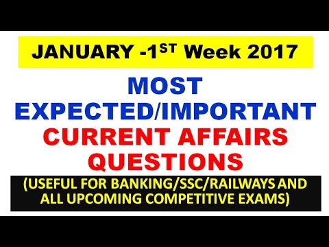 Most Expected/Important Current Affairs January 2017  -1st Week