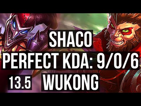 SHACO vs WUKONG (JNG) | 9/0/6, 3.0M mastery, 700+ games, Legendary | KR Master | 13.5