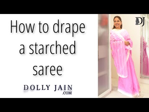 How to drape a starched saree | Dolly Jain pleating a stiff Manipuri saree