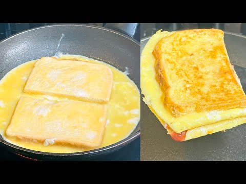 5 minutes breakfast! One pan egg toast recipe | French toast omelette sandwich recipe easy