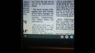 Clarice Lispector's Obituary in the Albuquerque Journal, December 11, 1977