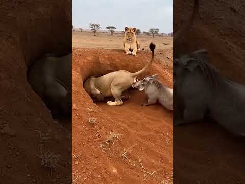 😃Warthog vs Lions Funny  Animal Moments🦁🐗😁