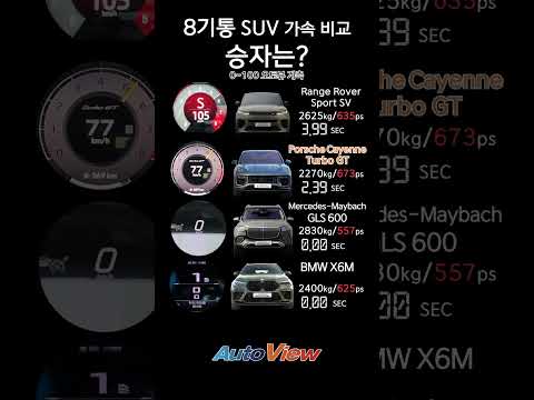 남자들이 열광하는  8기통 SUV 가속 성능 비교 ... #오토뷰#8기통엔진#SUV가속력