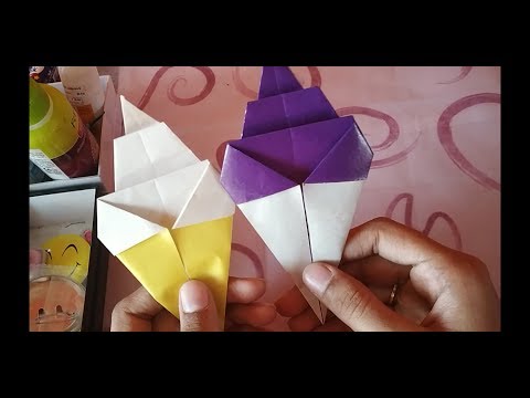 Origami Ice Cream Cone  - Tutorial (Simple)