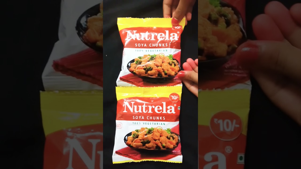 #Nutrela😀#😀 #Soya😋#😋 #chunks#🍱 #45g under 🤔#Rs 10 #100%#Vegetarian#😊#😊