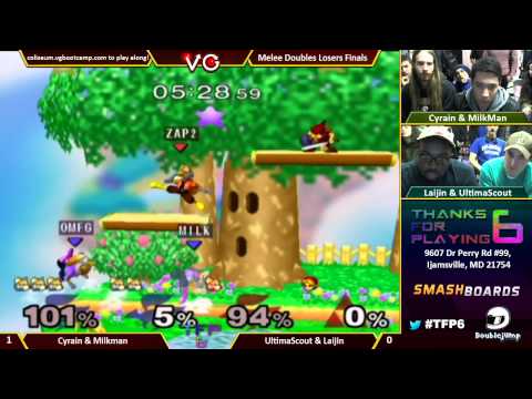 TFP6 - UltimaScout & Laijin Vs. Cyrain & Milkman - SSBM Doubles Losers Finals - Smash Melee
