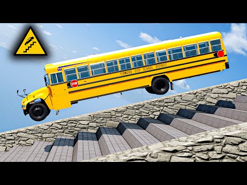 Cars vs Stairs – Brutal Drops, Broken Axles & Total Wrecks #beamngdrive
