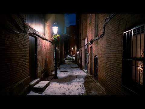 Quiet Midnight Walk Boston – Beacon Hill Winter Alleyways in 4K Binaural