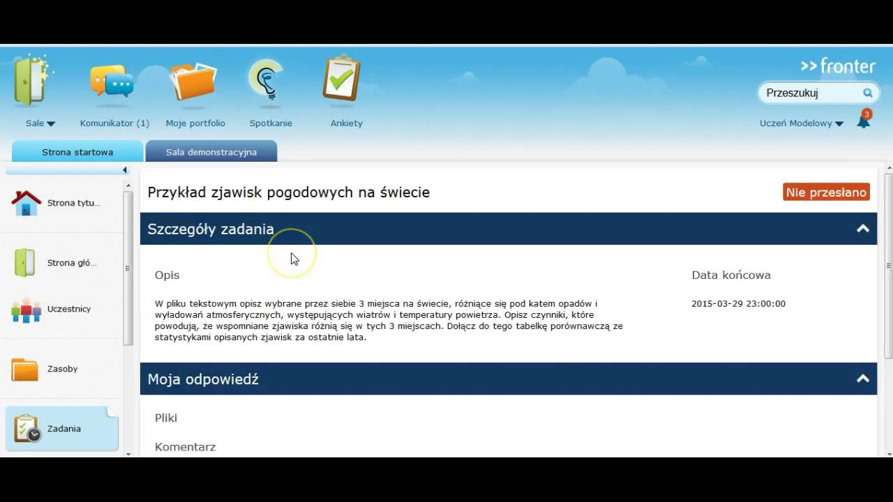 Odpowiedź ucznia na zadanie