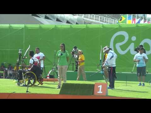 Men's Individual Recurve Open, round 2 - Tomohiro v Dambadondog - Rio 2016 Paralympics