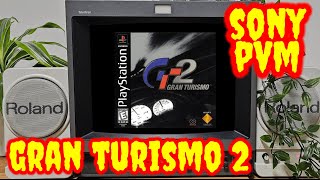 Playing Gran Turismo 2 on a SONY PVM with Roland MA12 Speakers. Corvette on the High Speed Ring