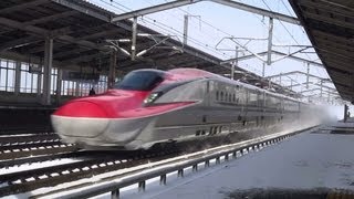 preview picture of video '東北新幹線 吹雪の古川駅 迫力の高速通過 Shinkansen in the snow'