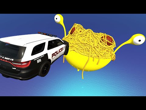 Jumping Cars over Monster Spaghetti - BeamNG.Drive