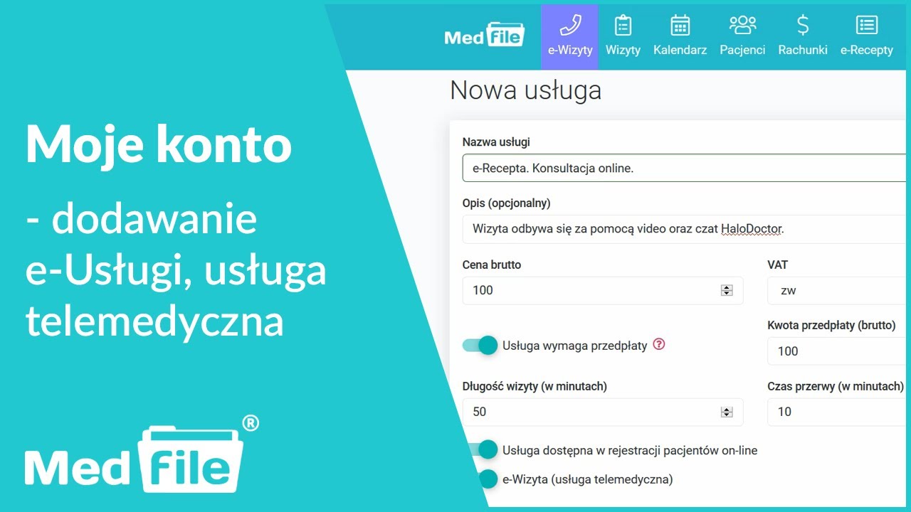 Dodawanie e-Usługi - usługa telemedyczna