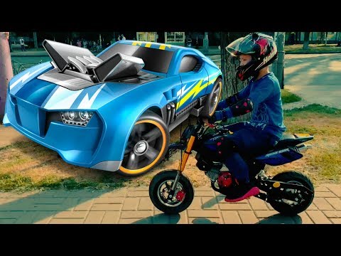 Den ride on Power POCKET BIKE to baby shop. Unboxing New Hot Wheels car toys for kids