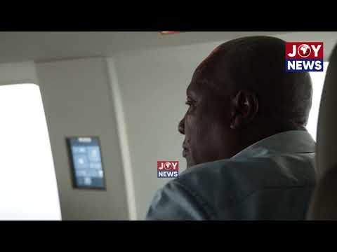 Mahama takes an aerial tour of communities affected by last night's and today's heavy downpour.