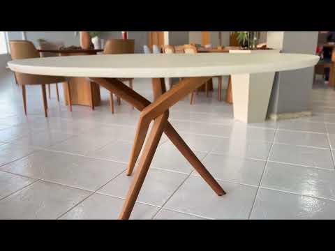 Video thumbnail of Mesa Ballare Tampo 135cm Redondo Texturizado Moderna Mobilia