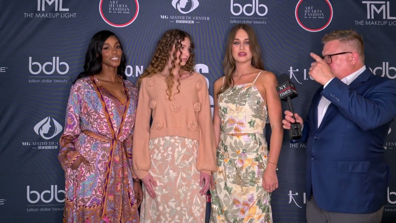 Three models wear NKN NEKANE at Art Hearts Fashion LAFW