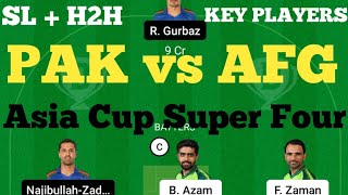 PAK vs AFG Dream11 Team | PAK vs AFG Dream11 Prediction | AFG vs PAK Dream11 Super Four Asia Cup.