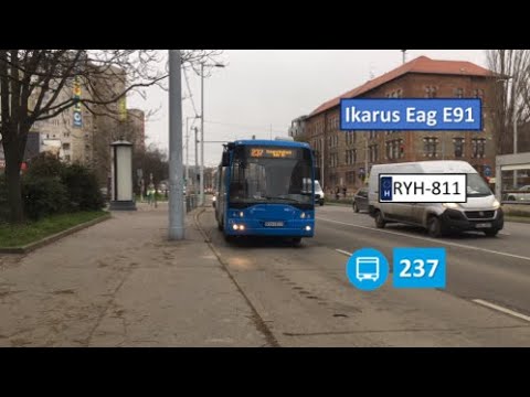 Ikarus E91 RYH-811 autóbusz a 237 es autóbusz vonalán és Tátra fényvillamos
