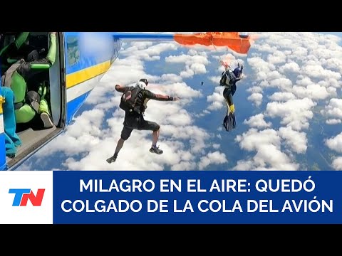 MIRACLE: His parachute opened prematurely and he became entangled in the tail of the plane at 400...