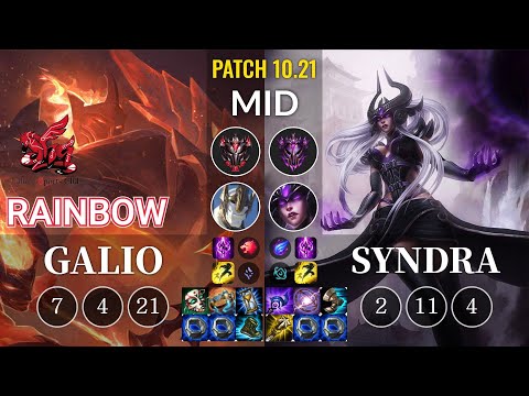 ahq Rainbow Galio vs Syndra Mid - KR Patch 10.21