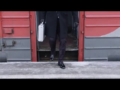 Man Exits Train Stock Video